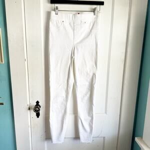 SPANX Distressed Raw Hem White Pull On Ankle Jean Leggings Stretchy Small S